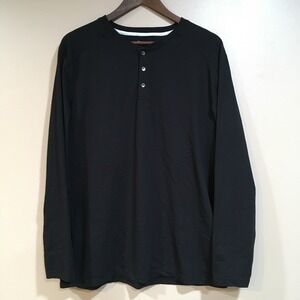 Kenneth Cole Long Sleeve Henley T-Shirt Mens XL Classic Black Basic Lounge